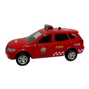 Diecast Red Fire Rescue SUV Toy W/ Opening Doors & Emergency Lights 5"